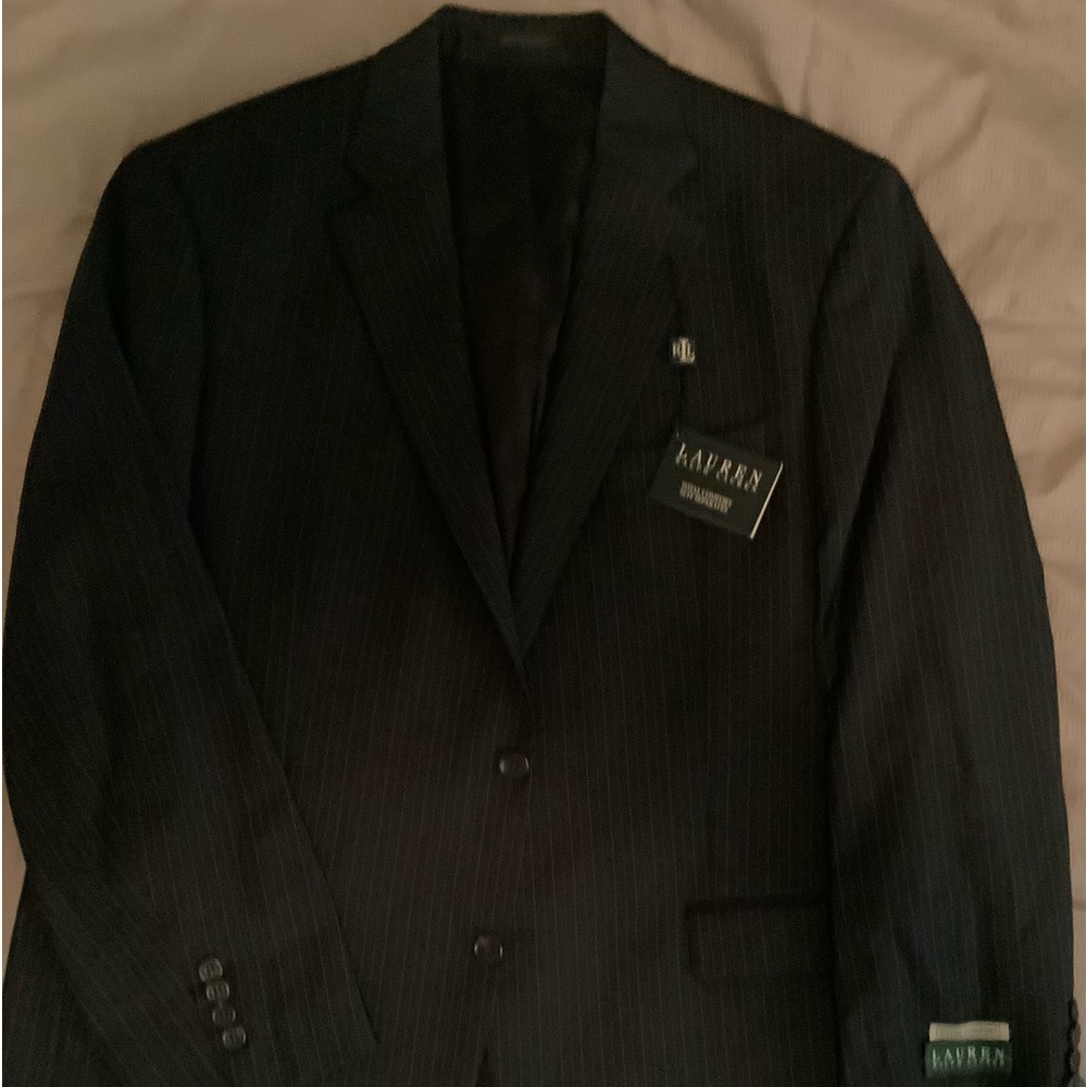 Ralph Lauren 100% wool charcoal pin stripe suit jacket
